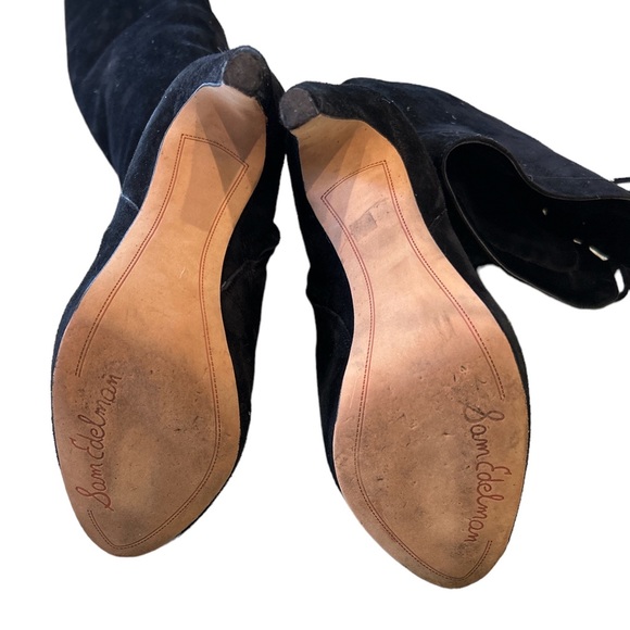 Sam Edelman Kayla Black Suede Over The Knee Heeled Boots - 5 - Picture 14 of 16